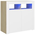 Vidaxl buffet avec lumires led blanc et chne sonoma 80x35x75 cm
