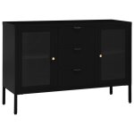 Vidaxl buffet noir 105x35x70 cm acier et verre tremp