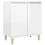 Vidaxl buffet avec pieds en bois blanc brillant 60x35x70 cm agglomr