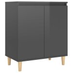 Vidaxl buffet avec pieds en bois gris brillant 60x35x70 cm agglomr
