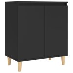 Vidaxl buffet avec pieds en bois massif noir 60x35x70 cm agglom�r�