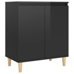 Vidaxl buffet avec pieds en bois noir brillant 60x35x70 cm agglomr