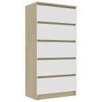 Vidaxl buffet  tiroirs blanc et chne sonoma 60x35x121 cm agglomr