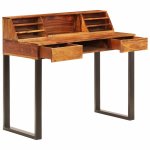 Vidaxl bureau 110x50x94 cm bois solide de sesham et acier
