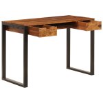 Vidaxl bureau 110x55x78 cm bois solide de sesham acier