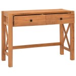 Vidaxl bureau avec 2 tiroirs 100x40x75 cm bois de teck recycl