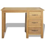 Vidaxl bureau avec 3 tiroirs 106 x 40 x 75 cm bois de chne massif