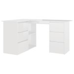 Vidaxl bureau d'angle blanc brillant 145x100x76 cm agglomr