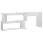 Vidaxl bureau d'angle blanc brillant 200x50x76 cm agglomr