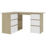 Vidaxl bureau d'angle blanc et chne sonoma 145x100x76 cm agglomr