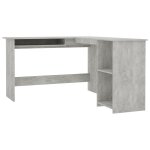 Vidaxl bureau d'angle en forme de l gris bton 120x140x75 cm agglomr