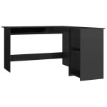 Vidaxl bureau d'angle forme de l noir brillant 120x140x75cm agglomr