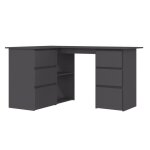 Vidaxl bureau d'angle gris 145x100x76 cm agglomr