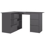Vidaxl bureau d'angle gris brillant 145x100x76 cm agglomr