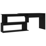 Vidaxl bureau d'angle noir 200x50x76 cm agglomr