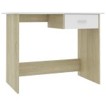 Vidaxl bureau blanc et chne sonoma 100 x 50 x 76 cm agglomr