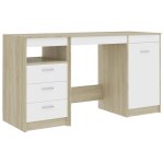 Vidaxl bureau blanc et ch�ne sonoma 140x50x76 cm agglom�r�