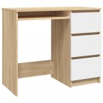 Vidaxl bureau blanc et chne sonoma 90x45x76 cm agglomr