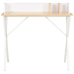 Vidaxl bureau blanc et naturel 80x50x84 cm