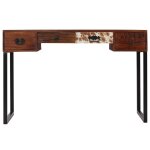 Vidaxl bureau bois de sesham massif et cuir véritable 117x50x76 cm Vidaxl bureau bois de sesham massif et cuir véritable 117x50x76 cm