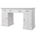 Vidaxl bureau  double pidestal blanc 140 x 48 x 80 cm