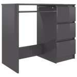 Vidaxl bureau gris brillant 90x45x76 cm agglomr