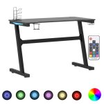 Vidaxl bureau de jeu � led en forme de z noir 110x60x75 cm
