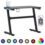 Vidaxl bureau de jeu  led avec pieds en forme de z noir 90x60x75 cm