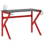 Vidaxl bureau de jeu et pieds en forme de k noir et rouge 110x60x75 cm
