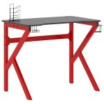 Vidaxl bureau de jeu et pieds en forme de k noir et rouge 90x60x75 cm