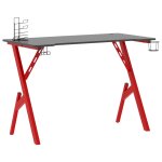 Vidaxl bureau de jeu et pieds en forme de y noir et rouge 110x60x75 cm