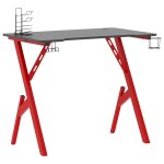 Vidaxl bureau de jeu et pieds en forme de y noir et rouge 90x60x75 cm