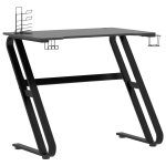 Vidaxl bureau de jeu avec pieds en forme de zz noir 90x60x75 cm