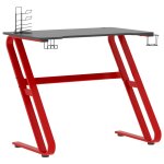 Vidaxl bureau de jeu et pieds en forme de zz noir et rouge 90x60x75 cm
