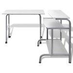 Vidaxl bureau d'ordinateur  2 pices avec plateau  clavier blanc