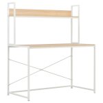 Vidaxl bureau d'ordinateur blanc et chne 120 x 60 x 138 cm