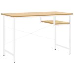 Vidaxl bureau d'ordinateur blanc / chne clair 105x55x72 cm mdf et mtal
