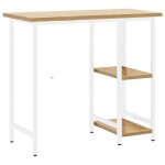 Vidaxl bureau d'ordinateur blanc / chne clair 80x40x72 cm mdf et mtal