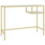 Vidaxl bureau d'ordinateur blanc et dor� 100x36x74 cm verre