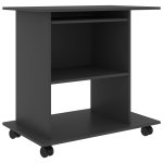 Vidaxl bureau d'ordinateur gris 80x50x75 cm agglomr