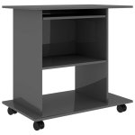 Vidaxl bureau d'ordinateur gris brillant 80x50x75 cm agglom�r�