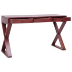 Vidaxl bureau d'ordinateur marron 132x47x77 cm bois d'acajou massif