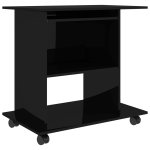 Vidaxl bureau d'ordinateur noir brillant 80x50x75 cm agglomr