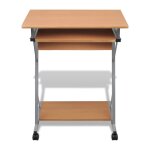 Vidaxl bureau d'ordinateur avec plateau  clavier coulissant marron