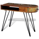 Vidaxl bureau avec pieds en fer bois de rcupration solide