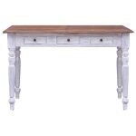 Vidaxl bureau et tiroirs blanc 117x57x75cm bois de rcupration massif