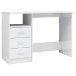 Vidaxl bureau avec tiroirs blanc brillant 110x50x76 cm agglomr