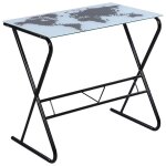 Vidaxl bureau en verre avec motif de carte du monde