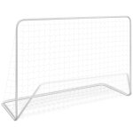 Vidaxl buts de football 2 pcs avec filets 182x61x122 cm acier blanc