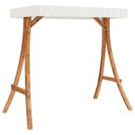 Vidaxl cadre de balan�oire avec toit cr�me bois courb� � finition teck